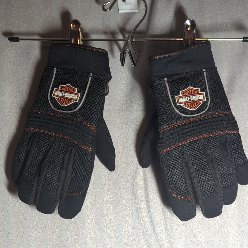 Harley-Davidson Black and Orange Mesh Gloves
